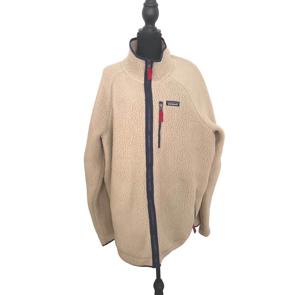 Patagonia Retro Pile Fleece Jacket Mens XXL Beige Polyester Full Zip Gorpcore